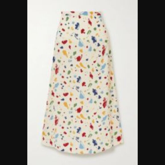 Reformation Bea Slip Midi Skirt Paint Splatter Painted Lady A-Line Sz 8 $148.00 - Picture 4 of 14